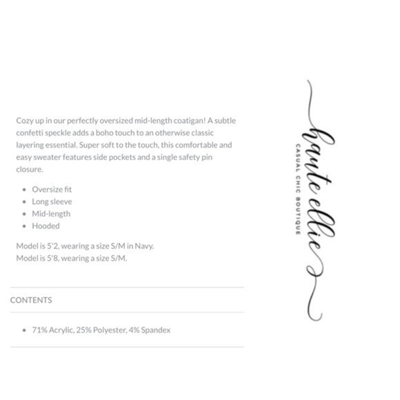 JULES-Speckled Navy Wide Lapel Hooded Coatigan - Picture 8 of 10